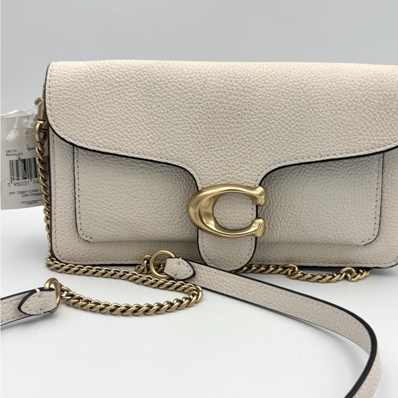 COACH Polished Pebble Leather Chain Clutch Tabby Crossbody shoulder bag handbag - Picture 13 of 16
